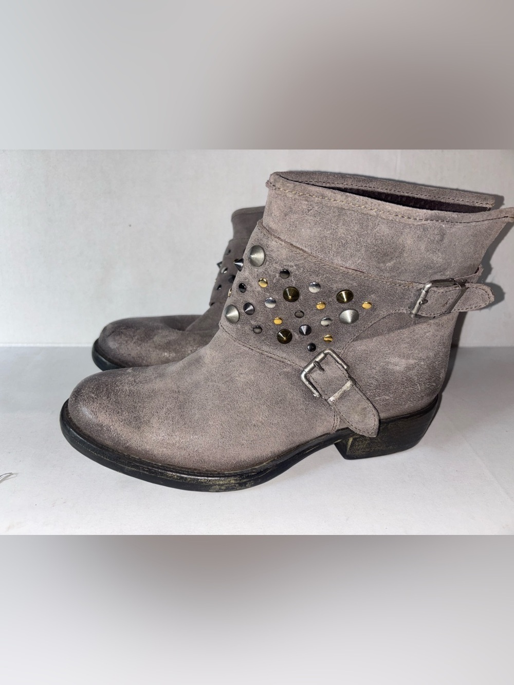 Steve Madden Suede Studded Western Biker Booties size 8